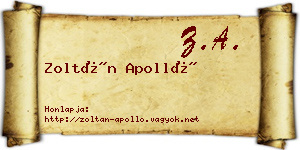 Zoltán Apolló névjegykártya